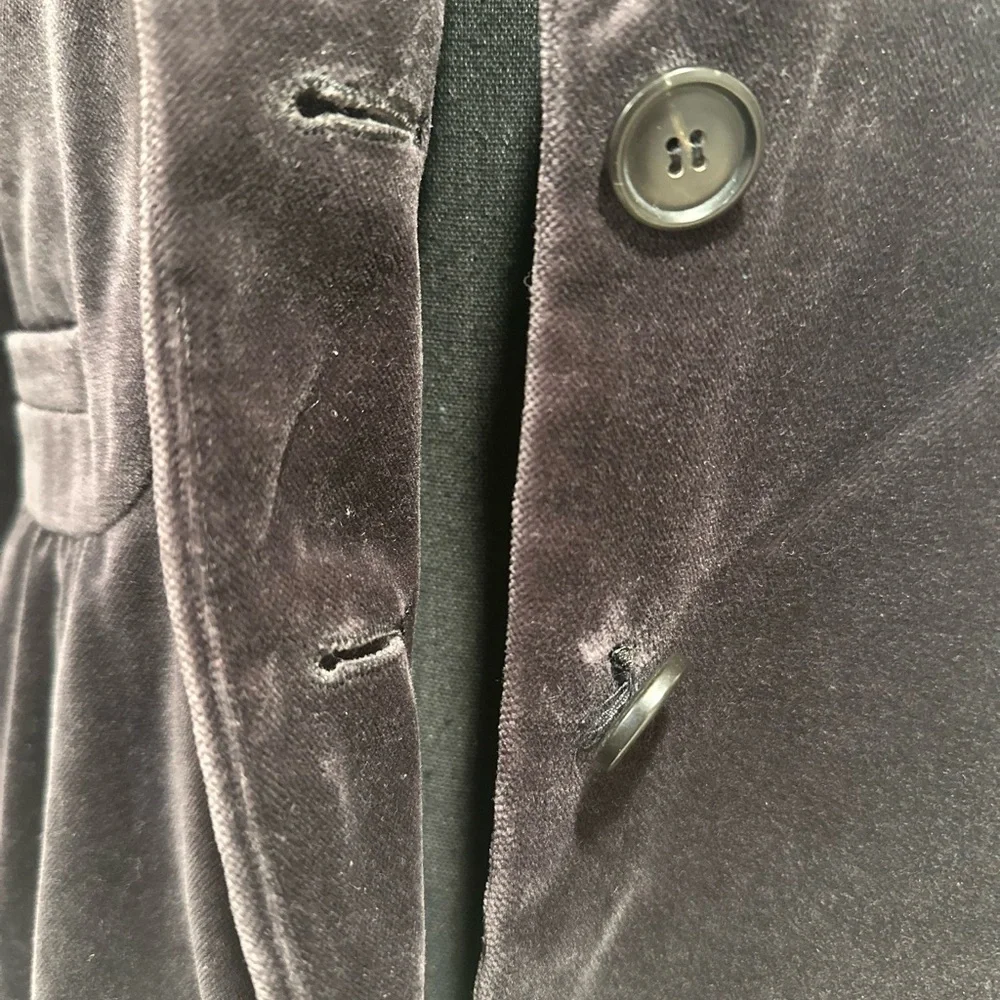 J. Crew Eden Velvet Blazer Jacket Shawl Collar Button Pleated Lined Gray/Purple